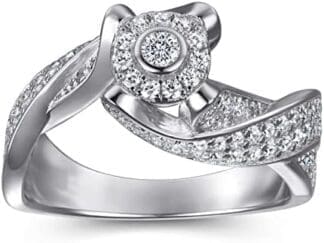Aotiwe Anillo Brillantes Plata, Joyas Vintage Mujer Curva Plata esterlina para Día de San valentín Aniversario