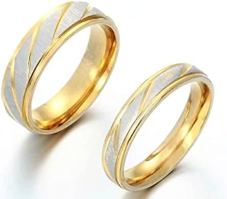 CHENSS Anillo de Pareja de Acero de Titanio Patrón de Onda de Oro Anillo Infinito de Boda Hombres y Mujeres Regalo de joyería de Compromiso - Imagen 6