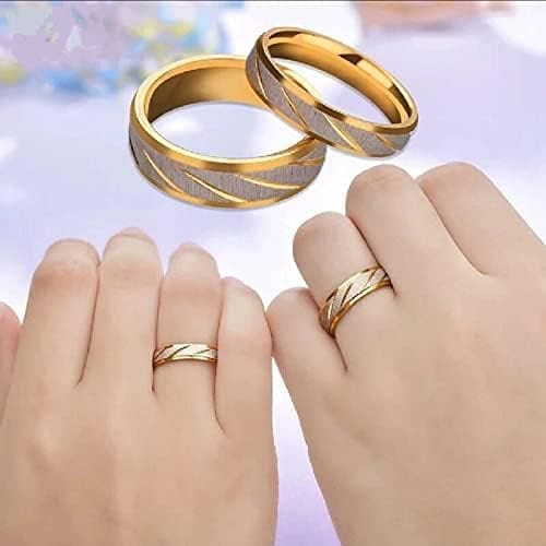 CHENSS Anillo de Pareja de Acero de Titanio Patrón de Onda de Oro Anillo Infinito de Boda Hombres y Mujeres Regalo de joyería de Compromiso - Imagen 2
