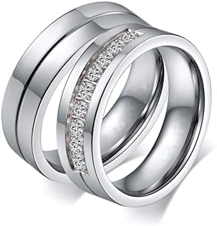 YAHOYA Anillos de Pareja de Moda para los Amantes Anillos de Compromiso de Alianza de Boda Ajustables Regalo Anillos Simples de Acero Inoxidable - Imagen 3