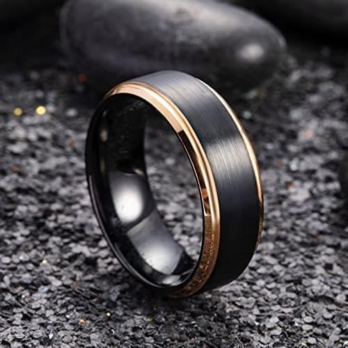 King Will Duo - Anillo unisex de carburo de tungsteno chapado en oro y negro y oro rosa de 8 mm - Imagen 2