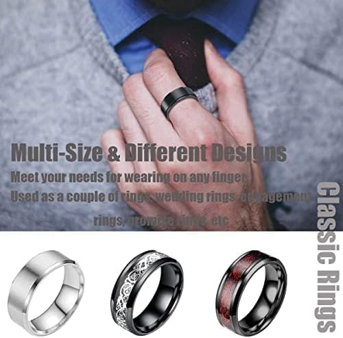 VELESAY 16Piezas Acero Inoxidable Anillos Hombre Plata Negro Anillo Vintage Cadena Anillos Conjunto Compromiso Promesa Boda Anillo Antiestres Hombre Anillo Unisex para Hombre Mujer Giratorio Anillo - Imagen 6