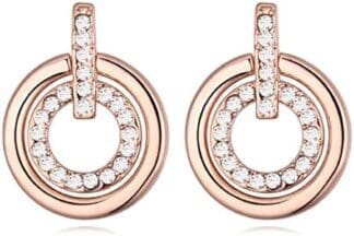 Crystalline Azuria Cristales Redondo Circulo Pendientes de tuerca 18ct Chapado en Oro Pendientes para Mujeres y Niñas