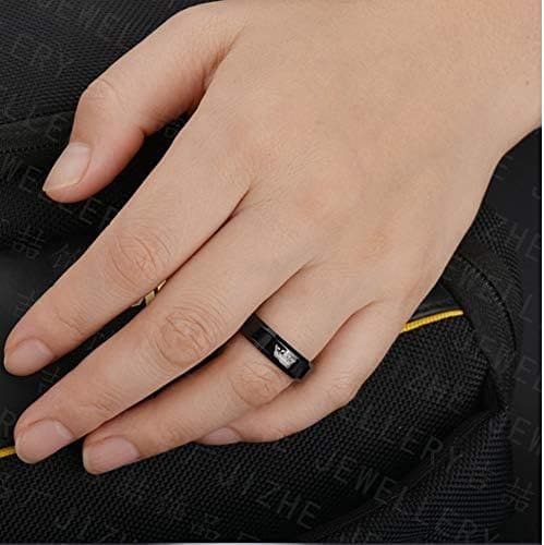 Juego de 2 anillos de corona negros para parejas, él y ella, de acero inoxidable, para compromiso, boda, ajuste cómodo - Imagen 6