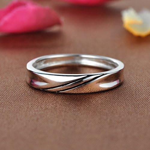 Infinite U Simple Wave de plata de ley 925 con circonita cúbica para parejas, anillo de compromiso, para aniversario. Tamaño: 15,40-20,02 mm - Imagen 2
