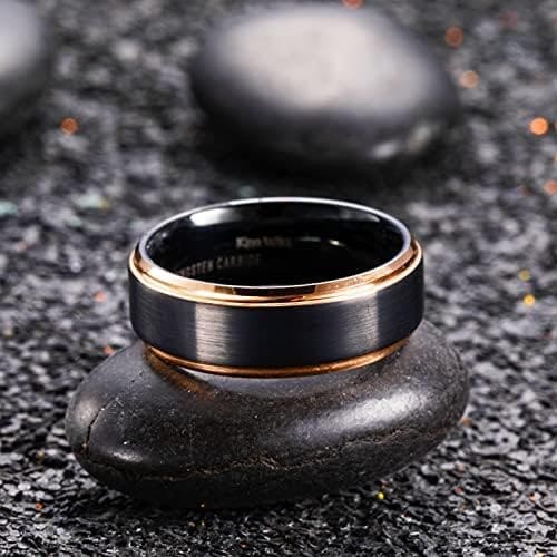 King Will Duo - Anillo unisex de carburo de tungsteno chapado en oro y negro y oro rosa de 8 mm - Imagen 3
