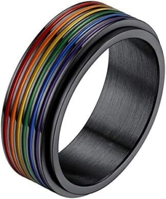 PROSTEEL Anillo Antiestrés Orgullo Arcoíris Love is Love, Personalizable Anillo para Ansiedad con Varios Tamaños, Acero Inoxidable