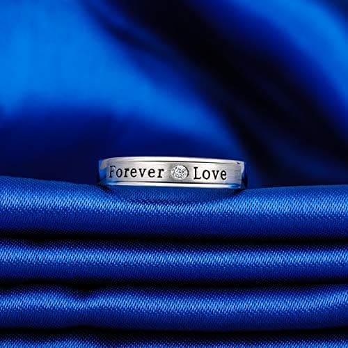 CPSLOVE Anillo de plata de ley 925 para pareja, anillos de boda, incrustaciones circón"forever love", tamaño ajustable, Anillo de compromiso - Imagen 4