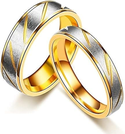 CHENSS Anillo de Pareja de Acero de Titanio Patrón de Onda de Oro Anillo Infinito de Boda Hombres y Mujeres Regalo de joyería de Compromiso - Imagen 4