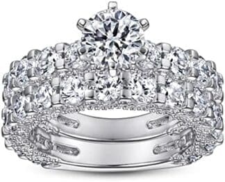 Banemi Anillos de Niña, Tous Anillo Plata de 0.8ct Zirconia Anillo de Pareja de Regalo 9,5-22