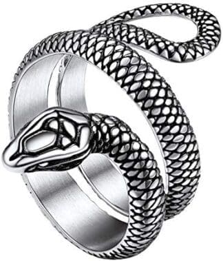 Richsteel Cola de Serpiente Anillos Ajustables Puede Poner Nombre, Tamaños 14.5-32.5 Anillos Vintage para Hombres Mujeres