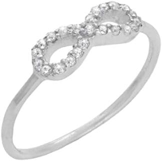 Silverly Anillo Mujeres en Plata de Ley .925 22 Circonitas Símbolo Infinito 8
