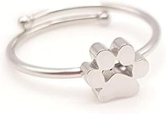 JoyaDOG Anillo Mujer Huella Perro Mascota Gato, Ajustable, Ancho 8mm x 7mm. Regalo Original para Mujer, madre, hija...Diseños Originales en Plata & Acero. Un Regalo que Dejará Huella...