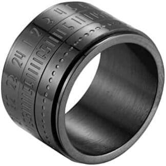Epinki 14MM Acero Inoxidable Anillo Hombre, Anillo Giratorio de Números Anchos Plata Anillo Antiestres