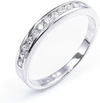 Silverly Anillo Mujer en Plata 925 con Diamantes de Circonita Cúbica Eternidad
