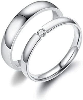 Uloveido Anillos de acero inoxidable para parejas para hombres y mujeres, anillos de boda de promesa para novia novio Y1829