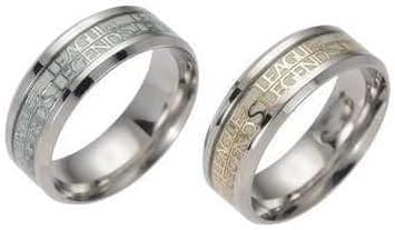 ROSETOR, 1pc anillo de acero inoxidable para hombres League of Legends anillo luminoso de acero de titanio (Plata) - Imagen 3