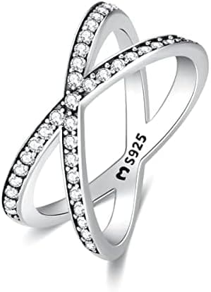 Anillos de mujer en plata de ley cruzados con brillantes. Anillo plata mujer con acabado plateado o dorado. Joyería mujer ideal para parejas, regalo para madres, amigas... Anillos para parejas