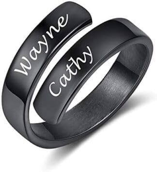 Brand New DaMei Anillo Pareja Ajustable Personalizado Anillos Plata Mujer con Nombre Ajustables Acero Inoxidable con Piedras Anillo Grabado Personalizado para BFF Novios