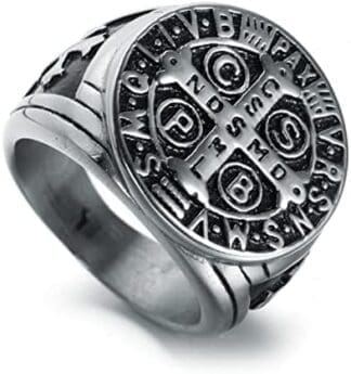 HCMA Anillo de Cruz de Jerusalén de Acero Inoxidable Cruzados religioso Masculino Caballero Medieval templario Anillos Militares para Hombres Regalo de joyería
