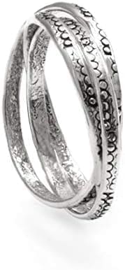 Silverly Mujer Anillo de Plata 925 con 3 Aros Entrelazados de Estilo Ruso