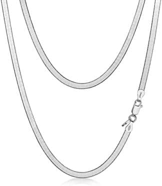 Amberta Cadena Plana de Serpiente para Mujer en Plata de Ley 925