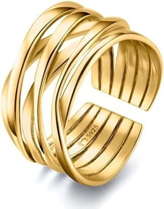 Anillos de mujer en plata de ley formado por líneas enlazadas. Anillo plata mujer con acabado plateado o dorado. Joyería mujer ideal para parejas, regalo para madres, amigas... Anillos para parejas