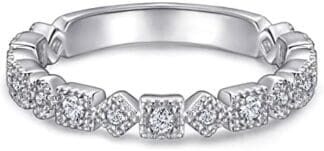 Banemi Anillos Grandes Mujer, Anillos Compromiso Plata de Zirconia Cúbica Forma Geometrica Anillo Boda Talla 9,5-22