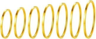 FaithHeart Set Anillos Minimalistas Acero Inoxidable 316L para Mujeres Anillo Fino de Compromiso para Parejas Joyería Moderna para Día Valentín
