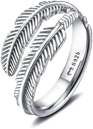 Anillos de mujer en plata de ley diseñado por una larga pluma. Anillo plata mujer con acabado plateado o dorado. Joyería mujer ideal para parejas, regalo para madres, amigas... Anillos para parejas