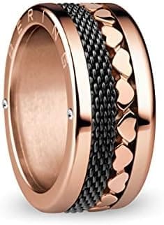 BERING Anillos combinados intercambiables para mujer en oro rosa y negro con el exclusivo sistema Twist & Change, Yangtze