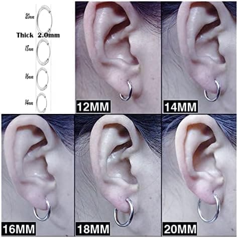 Gyj&mmm Pendientes Pendientes for Mujeres Hombres más Gruesos Que los Pendientes de círculo Redondo Normales Aros Aros Anillos de Oreja Joyas Pendientes para Mujer (Metal Color : 16mm) - Imagen 3