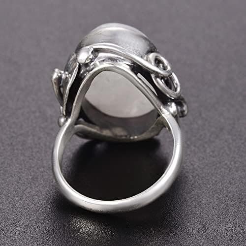 XJruixi Anillos de Piedra Lunar Natural para Hombres y Mujeres Anillo de joyería de Plata esterlina 925 con Piedras Grandes 11x17MM Piedras Preciosas ovaladas Regalos al por Mayor - Imagen 2