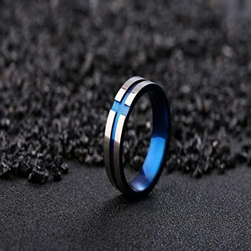 YAHOYA Cruz templaria Anillo Azul de Acero Inoxidable Boda Hombres Anillos de Moda cúbicos para Hombres joyería Cruz Anillo absoluto de Oro - Imagen 4
