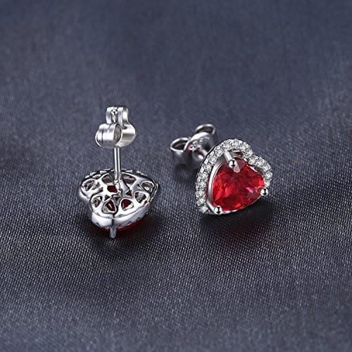 JewelryPalace Halo Pendientes Mujer Plata Oro 14k Oro Rosa, Corazón del Océano Pendientes de Tuerca 3.8ct Rubí Creado Rojo, Pendientes Pequeños Mujer Romántico Piedra, Pendientes Niña Joyas - Imagen 5