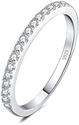JewelryPalace Anillo Mujer Plata Oro 14k Oro Rosa, Anillo Promesa Apilable Circonitas, Banda de Boda Clásico Diamante Simulado, Anillos Niña Elegante Piedra Preciosa, Joyas de Mujer