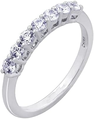 Amazon Collection Anillo de plata de ley con 7 piedras hecho con circonitas cúbicas de Infinite Elements