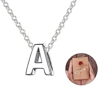 Collar para mujer con letra inicial con Hermosa caja de regalo. Acero inoxidable Colgantes con letras bisutería barata sobre con mensaje original Amigos Novios
