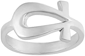 81stgeneration de Mujer Hombre Plata de Ley .925 Anillo de Banda Ankh Cruz Egipcia con Jeroglíficos