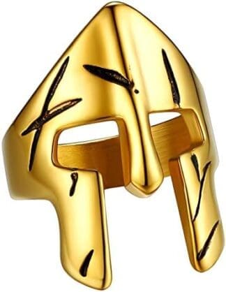 FaithHeart Anillo Casco Máscara Espartano para Hombre Acero Inoxidable 316L Anillos Simples de Moda para Dedos Joyería Vikinga de Guerreros Anillo Motorista de Parejas