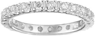 Silverly Anillo Mujeres en Plata de Ley .925 Eternidad Completa con Circonitas Redondos Brillante