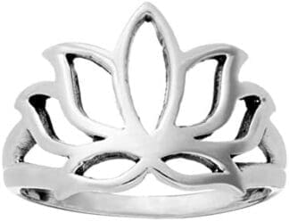 81stgeneration Anillo Recortado Loto Flor Mujer Plata de Ley Esterlina .925