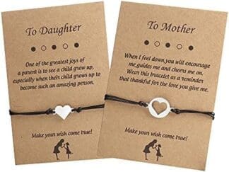 CASSIECA 2 Piezas Pulsera de Madre e Hija, Pulseras a Juego de Acero Inoxidable, Regalo para Madre e hija, Pulseras de Corazón Pulsera Mariposa Pulsera de Amistad