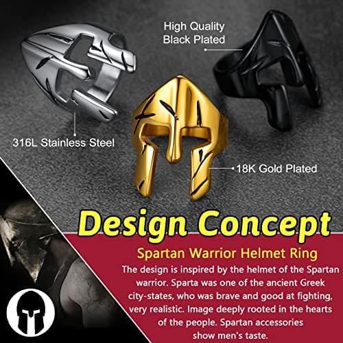 FaithHeart Anillo Casco Máscara Espartano para Hombre Acero Inoxidable 316L Anillos Simples de Moda para Dedos Joyería Vikinga de Guerreros Anillo Motorista de Parejas - Imagen 5