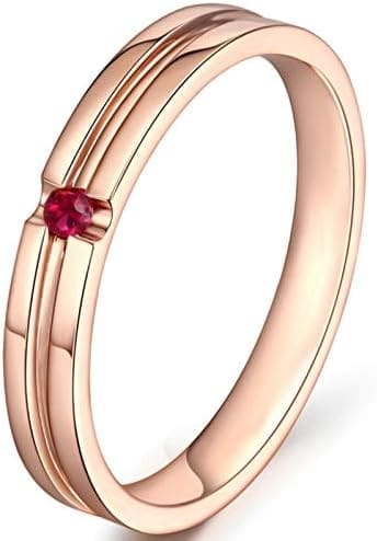 KnSam Anillo Oro de 18K, Línea Forma Anillo de Bodas con Rubí Rojo 0.05ct, Anillo de Hombre Anillo de Mujer (Precio por 2 Anillos) - Imagen 5