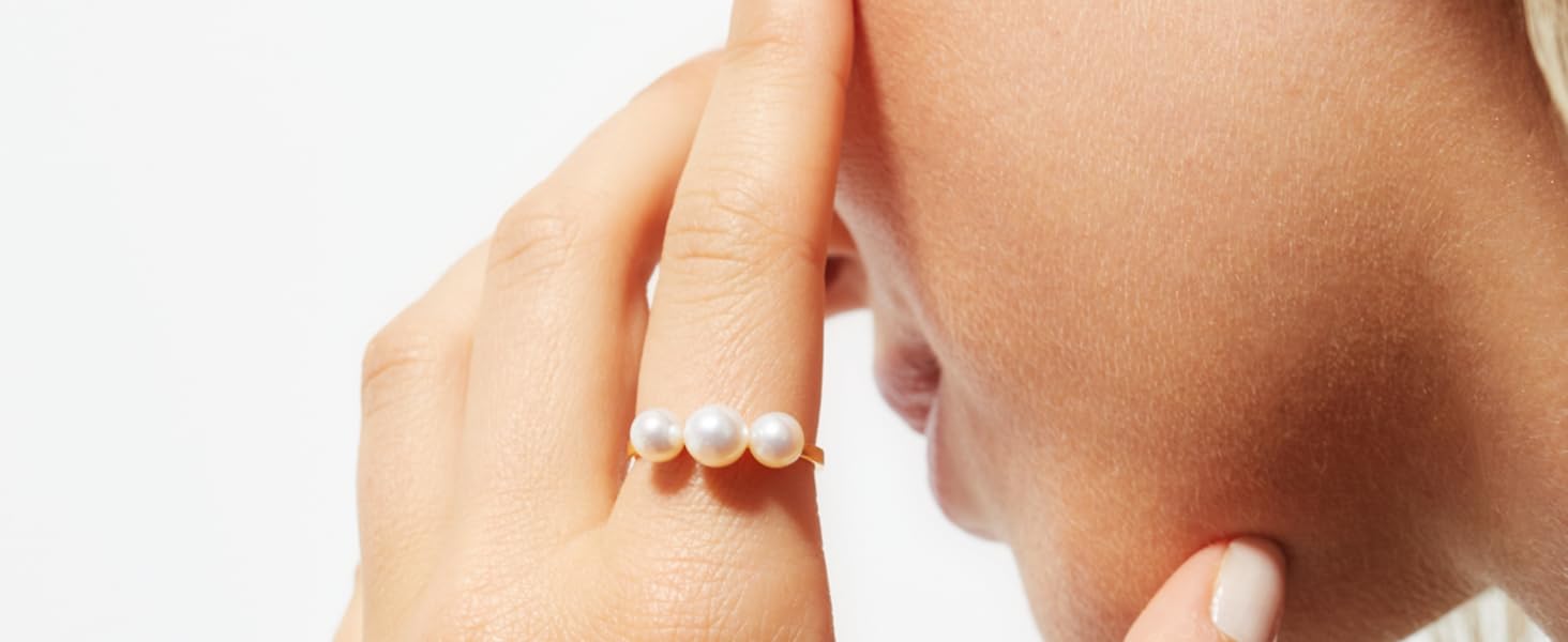 Anillo de 3 perlas de 5,5-6mm en Oro Vermeil