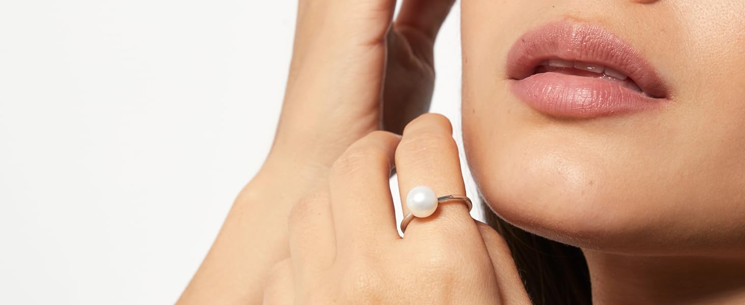 Anillo con Perla 8,5mm Plata de Ley