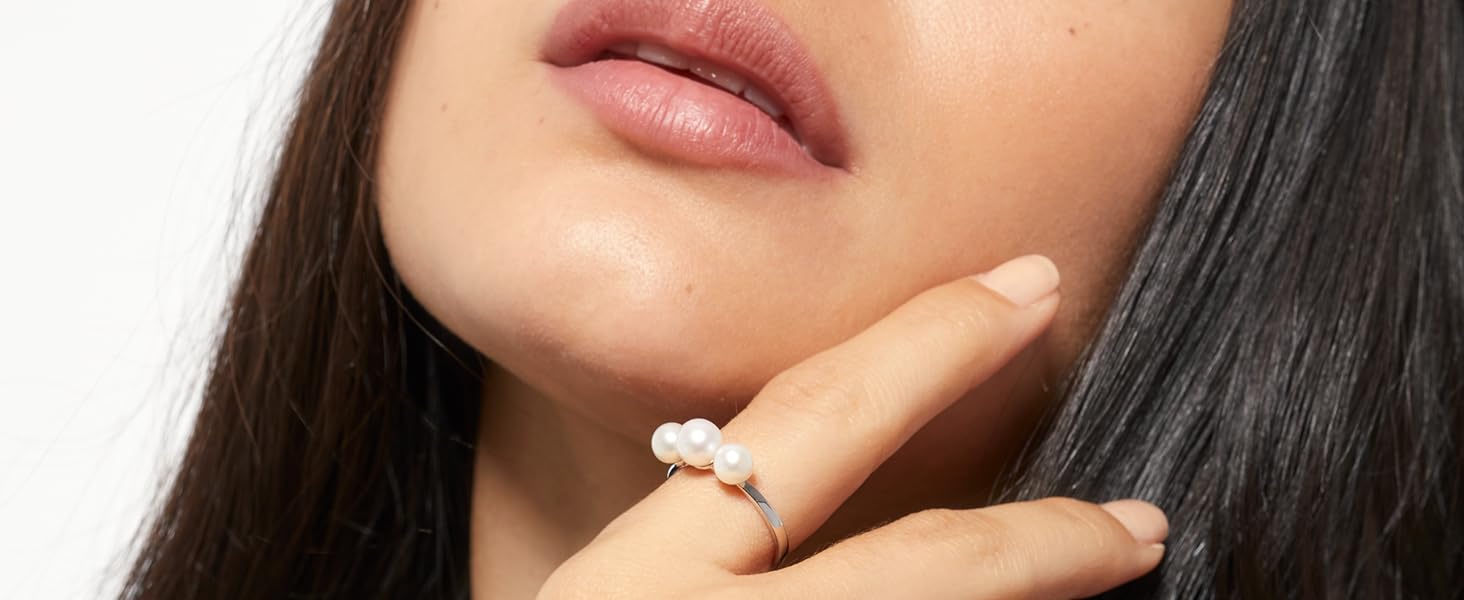 Anillo de 3 perlas en Plata de ley