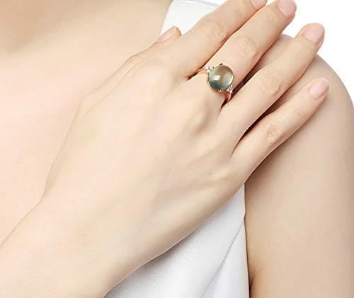 KnSam Bague Femme Fine Prehnite 6.6ct élégance, Or Rose 18 Carats Élégance Cadeau Noël - Imagen 4