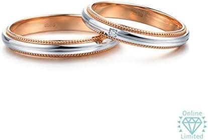 KnSam Anillo Oro Rosa de 18K Oro Blanco, Bicolor Dos Capas Pulido Anillo de Bodas con Diamante Blanco 0.009ct, Anillo de Hombre Anillo de Mujer (Precio por 2 Anillos) - Imagen 2